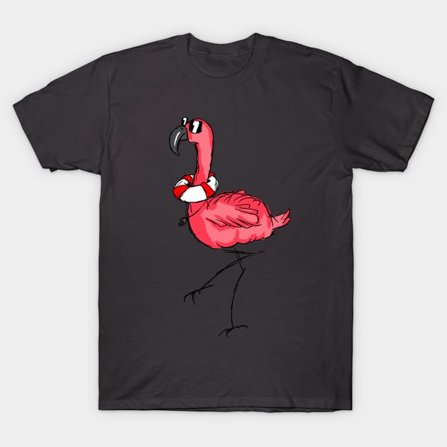 Lifeguard Flamingo T-Shirt by PolygoneMaste